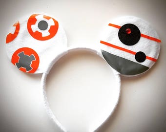 BB8 Halloween ROBOT Star Wars inspired Minnie Mickey Mouse Ears Headband