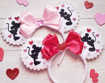 Valentines Mickey & Minnie Kissing Ears Headband