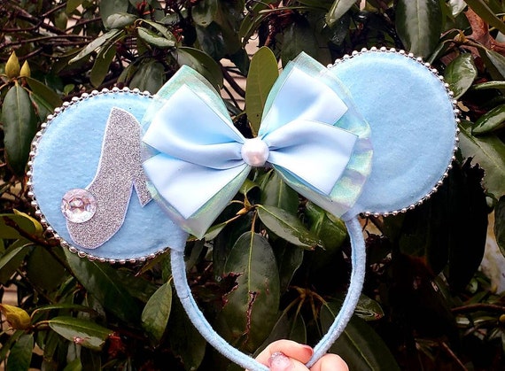 Blue Cinderella Inspired Mouse Ears Headband Disney Parks 2024 Cinderella Minnie Mouse Blue Ears Headband  main image 4