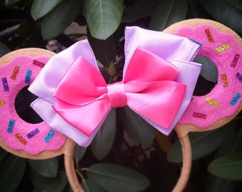 Donut Minnie Mouse Ears Headband Joffrey's Sprinkles Chocolate Vanilla Strawberry