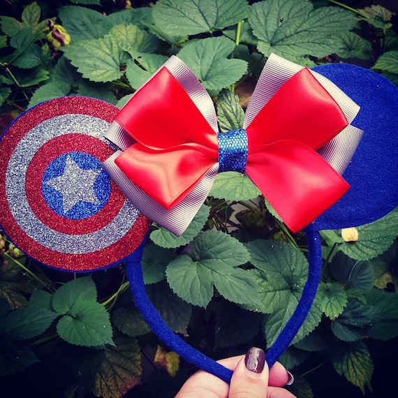 Captain America Super Hero inspired Minnie and Mickey Mouse Ears Headband