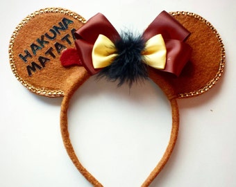 Pumba Hakuna Matata Inspired Minnie Mouse Ears Headband lion king