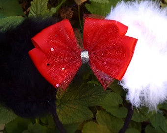 Cruella 101 Dalmation Halloween Costume inspired Minnie Mouse Ears headband disney villians