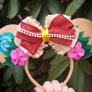 MOANA Hawaiian Princess inspired Minnie Mouse Ears Headband Flower heart of Tefiti