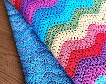 Rainbow Wave Crochet Blanket Pattern: Easy Ripple Design (PDF Pattern)