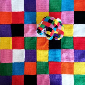 Quick and easy Patchwork Rainbow Blanket Crochet Pattern - Elmer inspired baby / toddler blanket pdf crochet tutorial