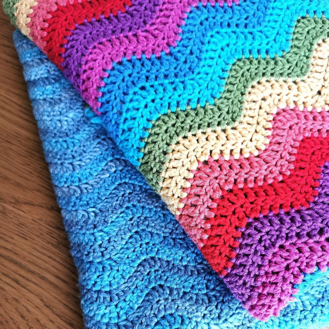 Quick and Easy Rainbow Wave Blanket Crochet Pattern With Border Fast