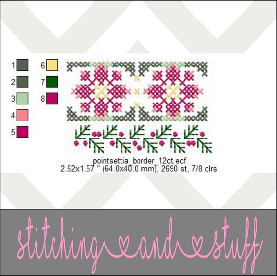 Instant Download Pointsettia Border Cross Stitch Pattern 12 Etsy