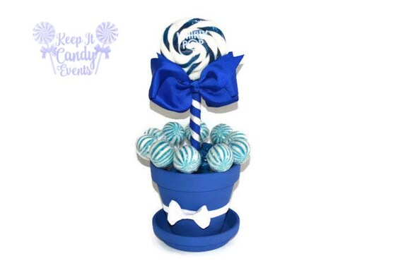 Medium Royal Blue Lollipop Centerpiece, Royal Blue Bridal Shower, Blue Candy Buffet, Sweet Sixteen, Quinceanera, Navy Wedding Decoration Il_570xn