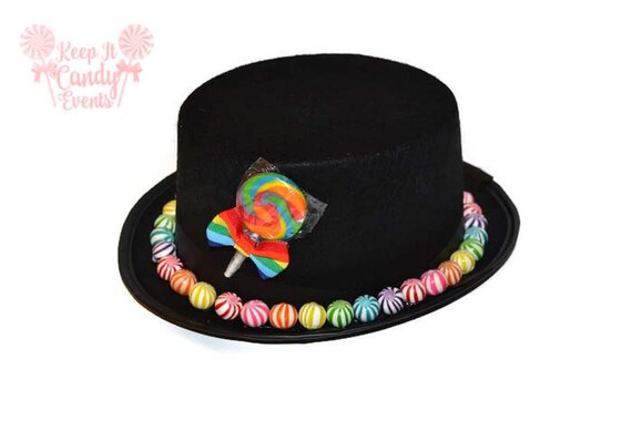 Custom Childrens Candy Covered Hat, Candy Top Hat, Child Top Hat, Candy Wedding, Lollipop ring bearer, Candy Halloween Costume Ideas Il_570xn