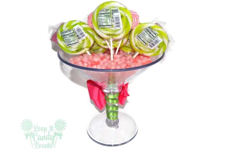 Large Martini Glass Lollipop Candy Arrangement Pink and Etsy