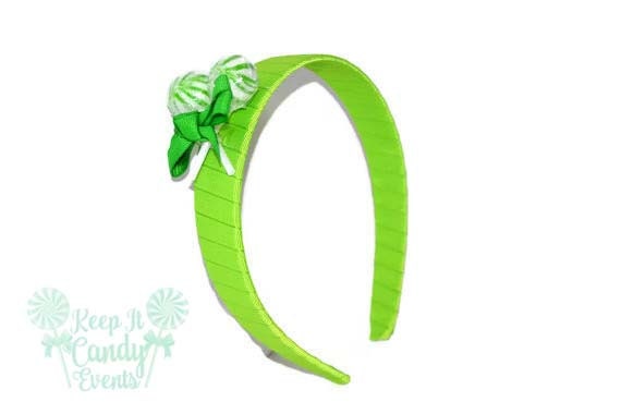 Lime Green Lollipop Headband , Bright Green Headband, Candy Headband, Bat Mitzvah Hair Ideas, Quinceañera Headband, Candy Themed Party Il_570xn