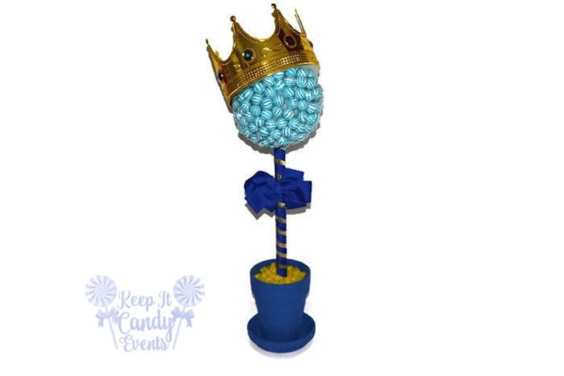 Lollipop King Centerpiece Boy Baby Shower King Theme Large Lollipop Prince Topiary Candy King Candy Buffet Prince Baby Shower Theme