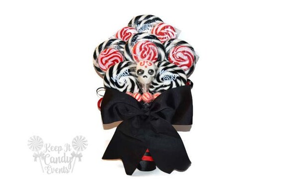 Custom Skull Lollipop Wedding Bouquet Skull Bouquet Black And