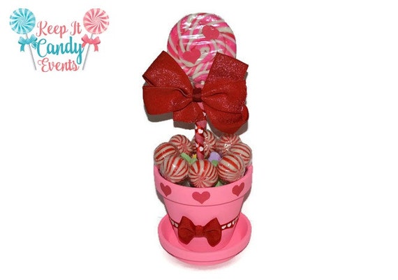 Pink and Red Valentine's Lollipop Arrangement, Valentines Day Decenter, Valentines Wedding Decor, Valentines Candy, Valentines Wedding Ideas Il_570xn