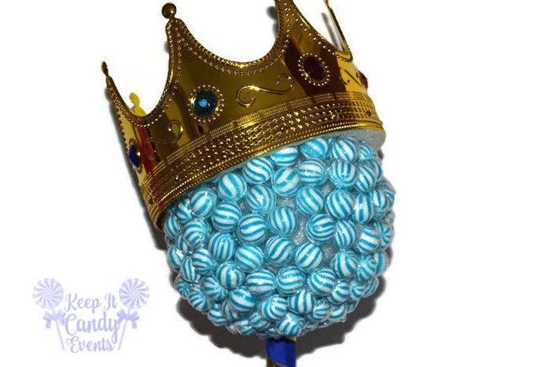 Lollipop King Centerpiece Boy Baby Shower King Theme Large Lollipop Prince Topiary Candy King Candy Buffet Prince Baby Shower Theme