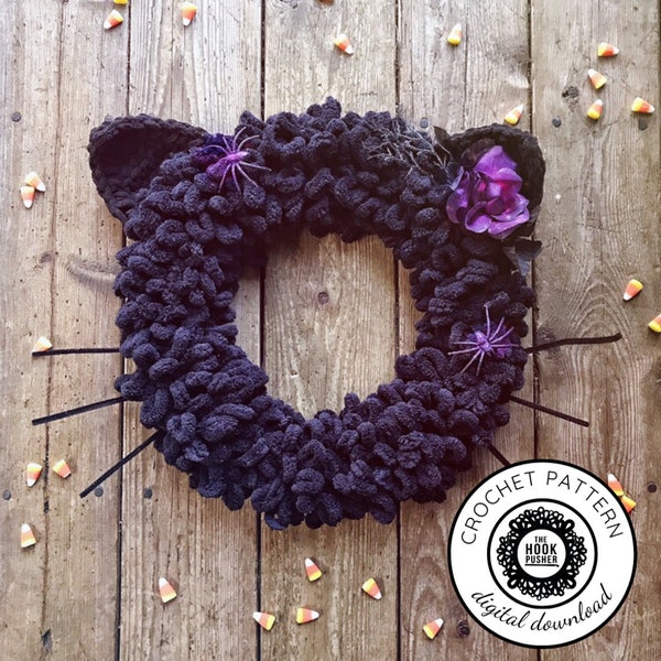 Black Cat Wreath - Crochet Pattern