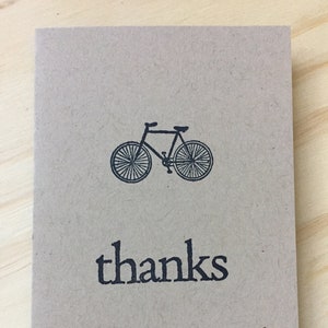 Mots de remerciement à vélo d'inspiration vintage, cartes de correspondance de vélo, cartes de correspondance et enveloppes pliées, remerciements, notes/cartes de remerciement pliées