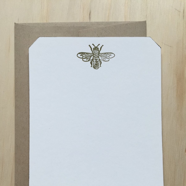 bee stationery set, vintage inspired flat note cards and envelopes, bee note cards, set of 10