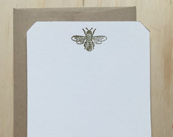 bee stationery set, vintage inspired flat note cards and envelopes, bee note cards, set of 10