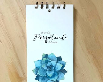 vintage inspired perpetual calendar. birthday/anniversary calendar. birthday reminder. succulents