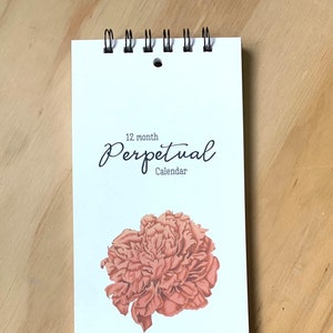 vintage inspired perpetual calendar. birthday/anniversary calendar. birthday reminder. peonies