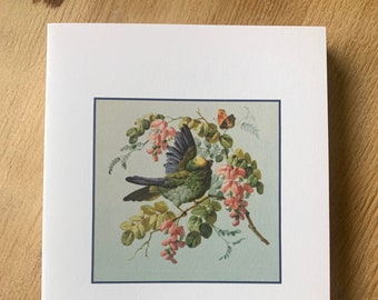 bird stationery, vintage inspired folded note cards and envelopes, stationery set, vintage bird and flowers, set of 10