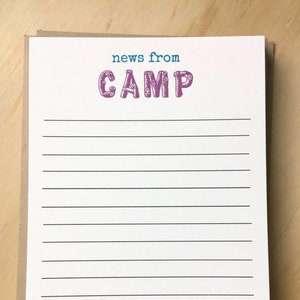 kids camp stationery, summer note card for kids, camp stationary set of 10, hello from camp, camp note cards