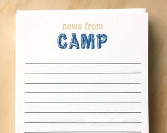 kids camp stationery, summer note card for kids, camp stationary set of 10, news from camp, camp note cards, kids stationery