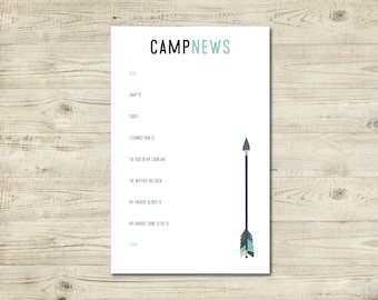 kids camp stationery, vintage inspired, camp stationery set, camp news with arrow