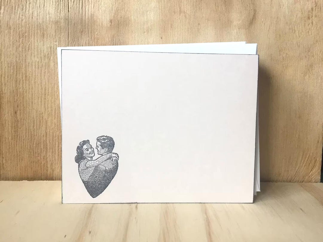 Vintage Inspired Couple Note Cards, Heart Stationery Set - Etsy