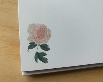 vintage peony note card set, vintage inspired flat note cards and envelopes, flower stationery, flowers, hostess gift