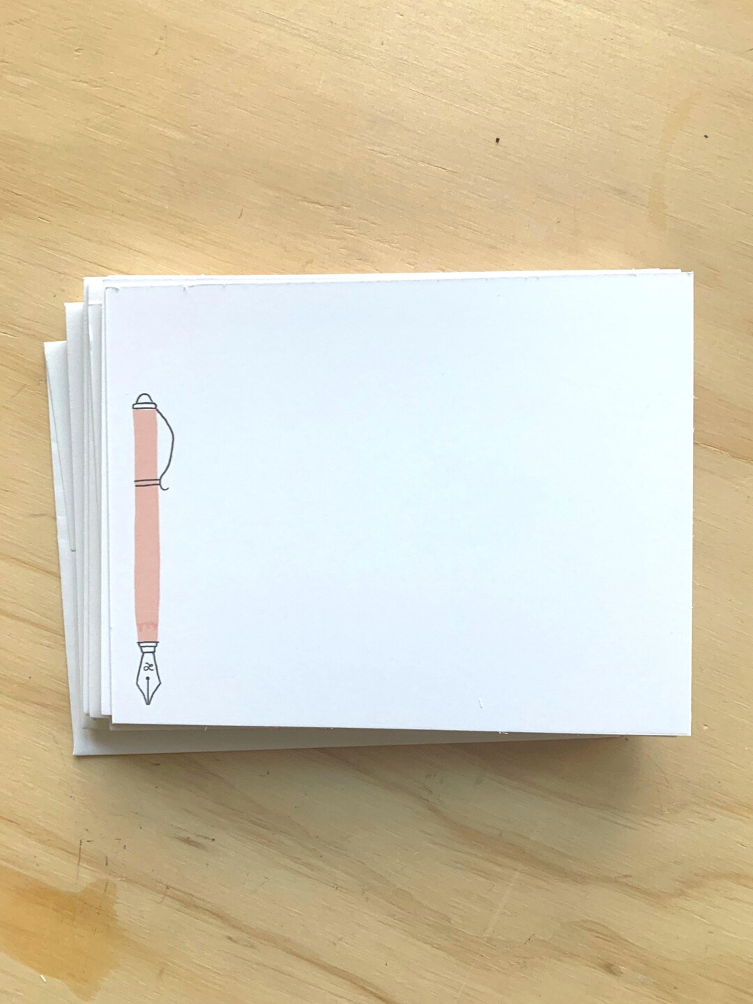 Note Card With Pen Vintage Pink Fountain Pen Note Cards, Stationery Set - Etsy