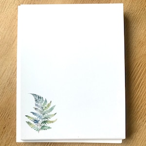 papeterie fougère aquarelle d'inspiration vintage, cartes de correspondance feuille de fougère, cartes de correspondance plates et enveloppes d'inspiration vintage, ensemble de papeterie fougère