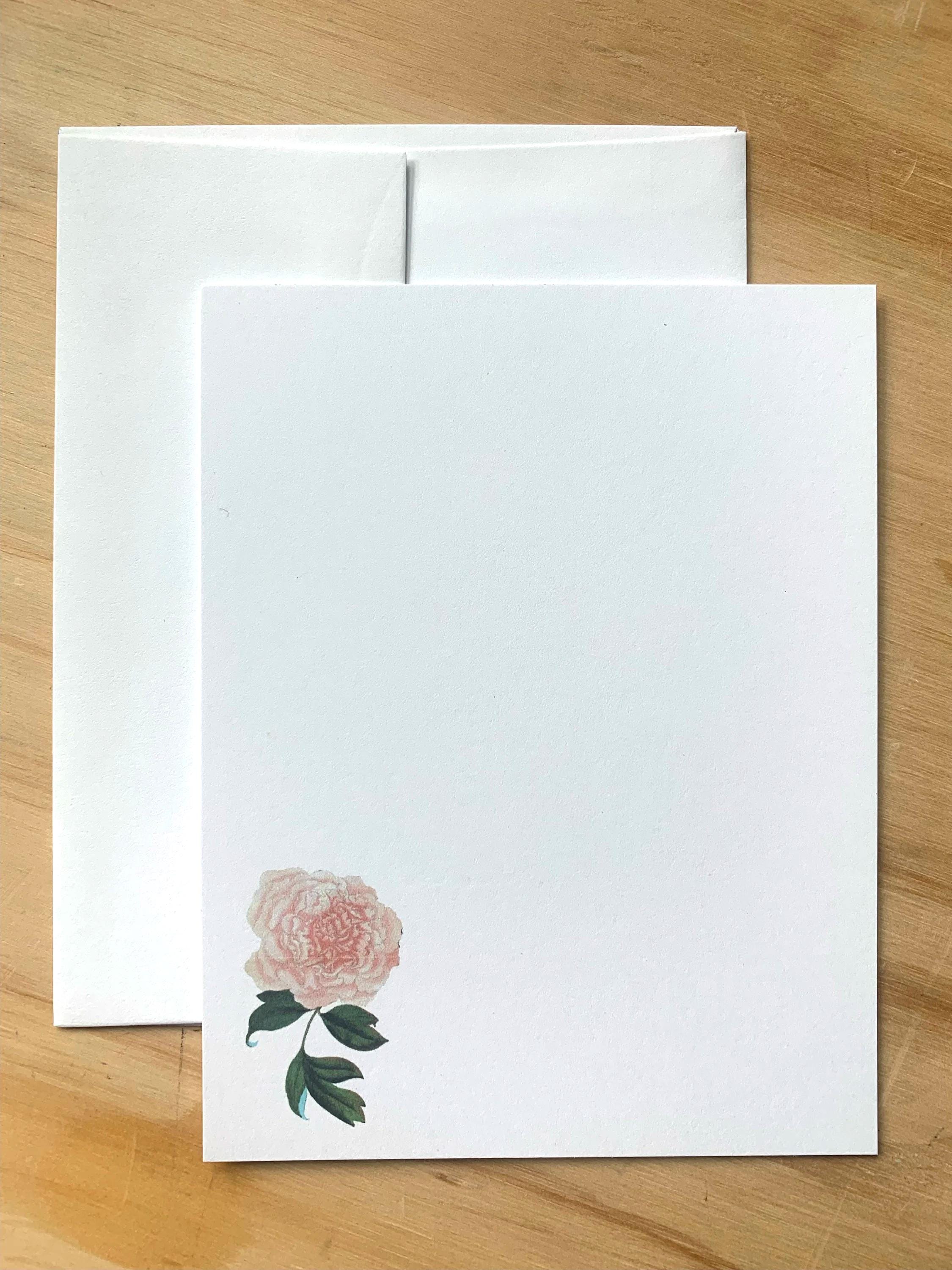 Vintage Peony Note Card Set, Floral Stationery - Etsy