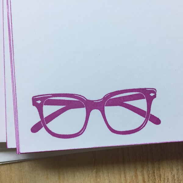 vintage inspired flat note cards and envelopes, retro eyeglasses stationery set,  glasses notecards