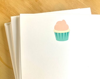 Vintage inspired pink cupcake stationery, cupcake note cards, vintage inspired flat note cards and envelopes, gift for baker