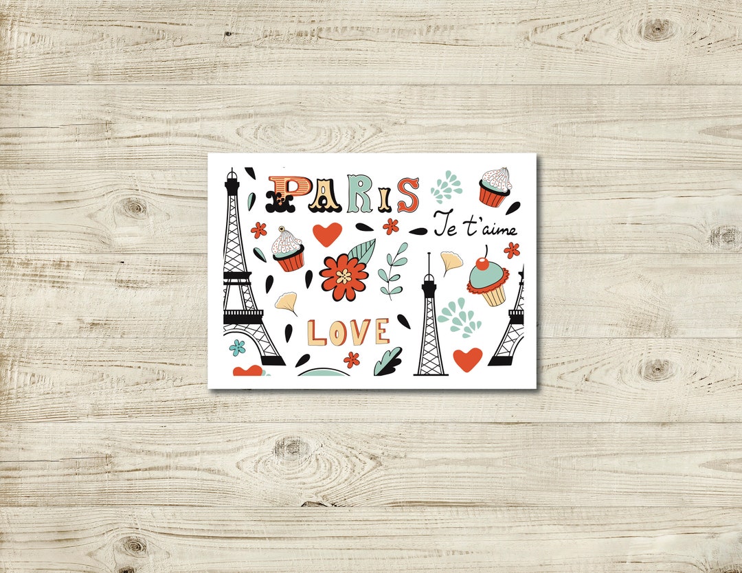 Paris Themed Folded Cards, Paris Notecards, French Stationery, Set of 10 Etsy