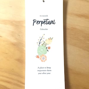 vintage inspired perpetual calendar. birthday/anniversary calendar. birthday reminder.
