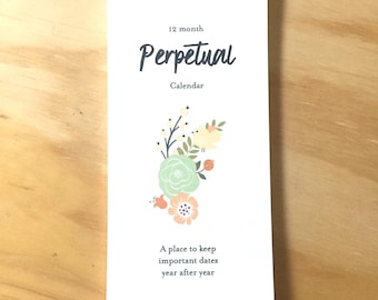 vintage inspired perpetual calendar. birthday/anniversary calendar. birthday reminder.