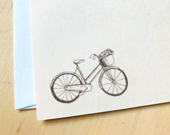 Vintage Bicycle Note Card Set, Bike with Basket Stationery