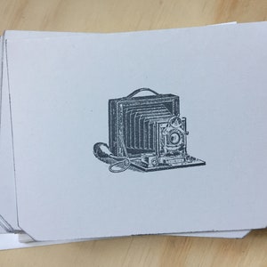 Vintage Camera Note Card Set, Hand Stamped Stationery (Set of 10)