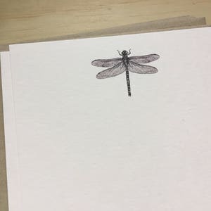 ensemble de papeterie de libellule, cartes de notes de libellule, cartes de notes plates d’inspiration vintage et enveloppes