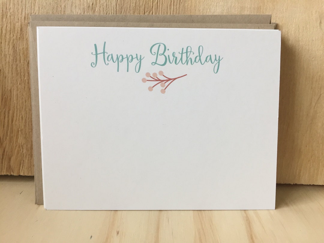 Happy Birthday Note Cards Vintage Inspired Flat Note Etsy