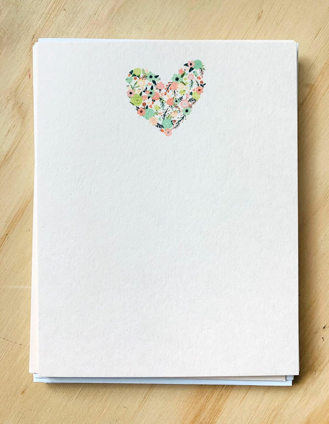 Floral Heart Note Card Set, Vintage Stationery (set of 10) - Etsy