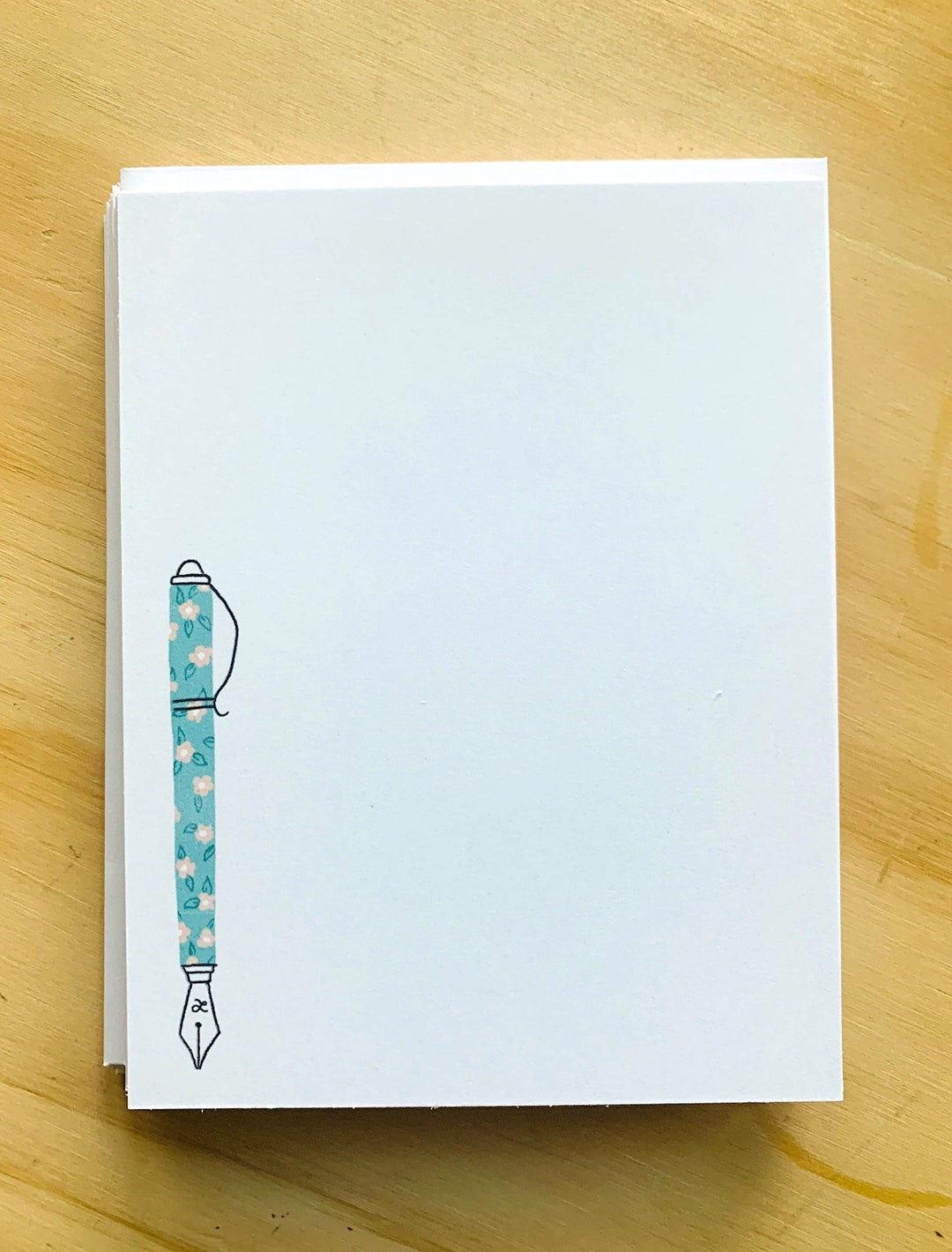 Note Card With Pen Fountain Pen Stationery Note Cards, Vintage Style, Gift for Writer - Etsy