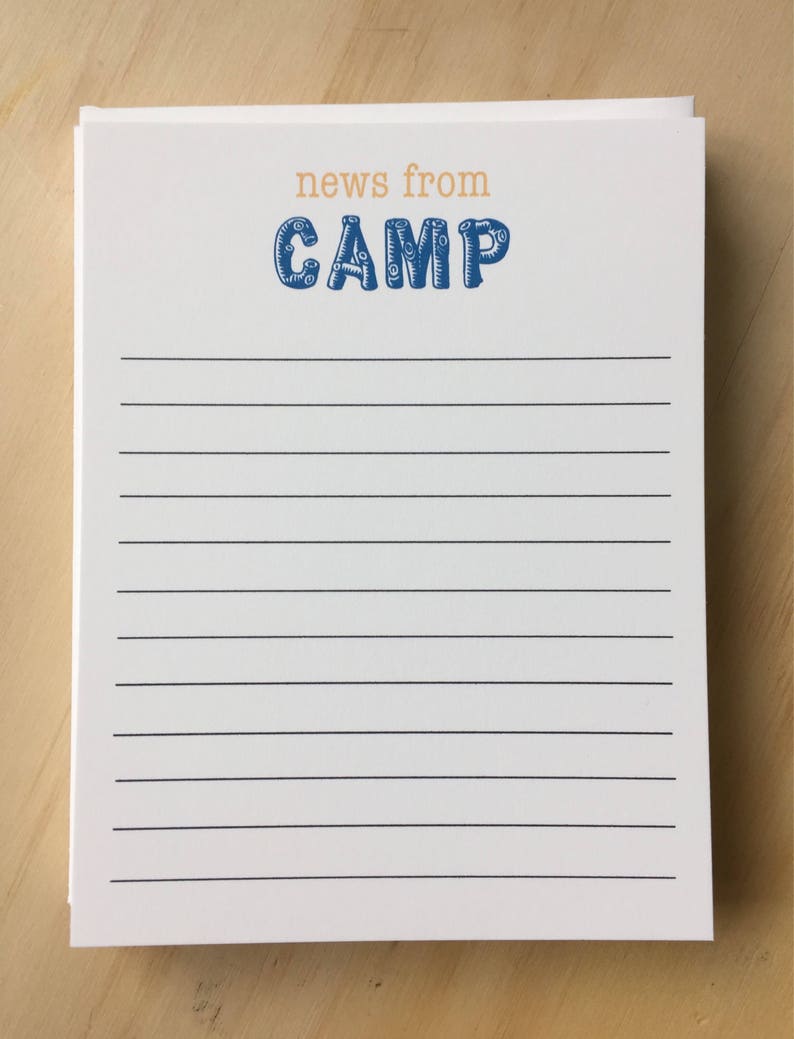 kids camp stationery set of 10 vintage inspired flat note cards and envelopes news from camp stationery set