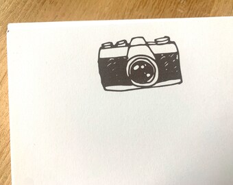 retro drawn camera stationery set. vintage inspired flat note cards and envelopes. vintage camera.