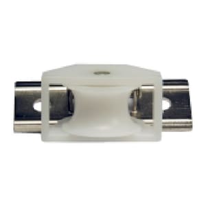 May include: White plastic roller with a metal bracket on each side. The roller is used for window blinds or curtains.