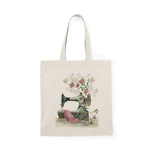 Holiday Sewing Machine Natural Tote Bag